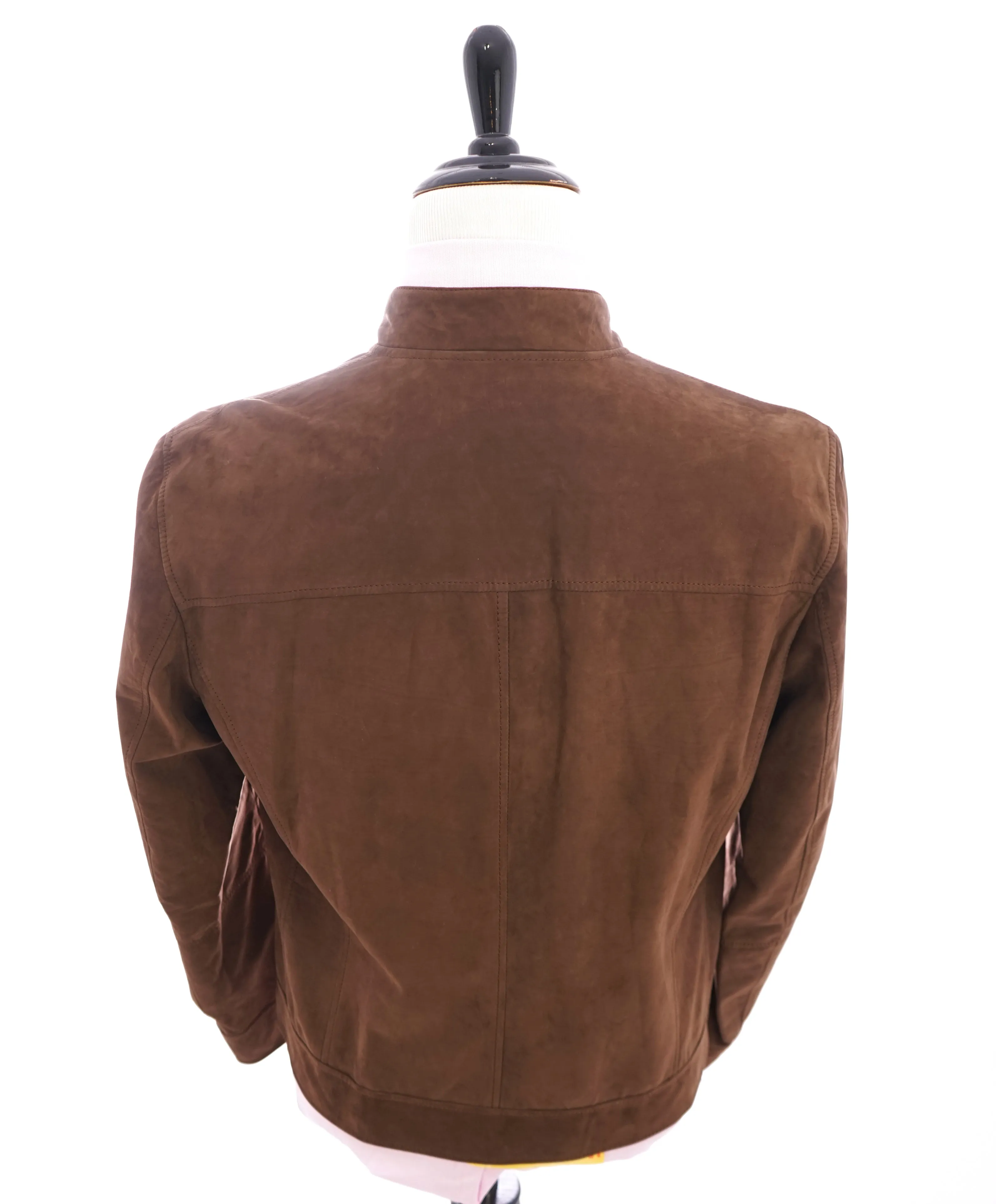 BRUNELLO CUCINELLI - Premium Suede Lambskin Brown Bomber Moto Jacket - M