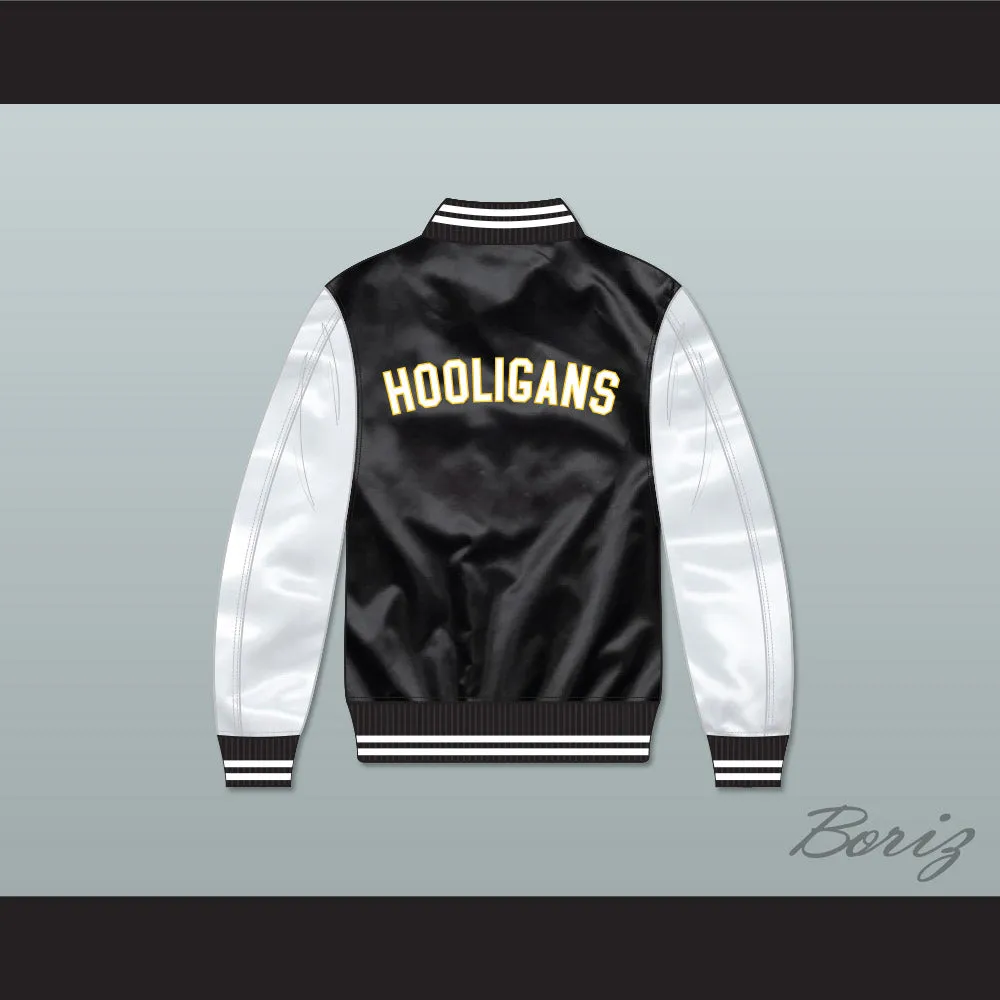 Bruno Mars 24K Hooligans Black/ White Varsity Letterman Satin Bomber Jacket 1
