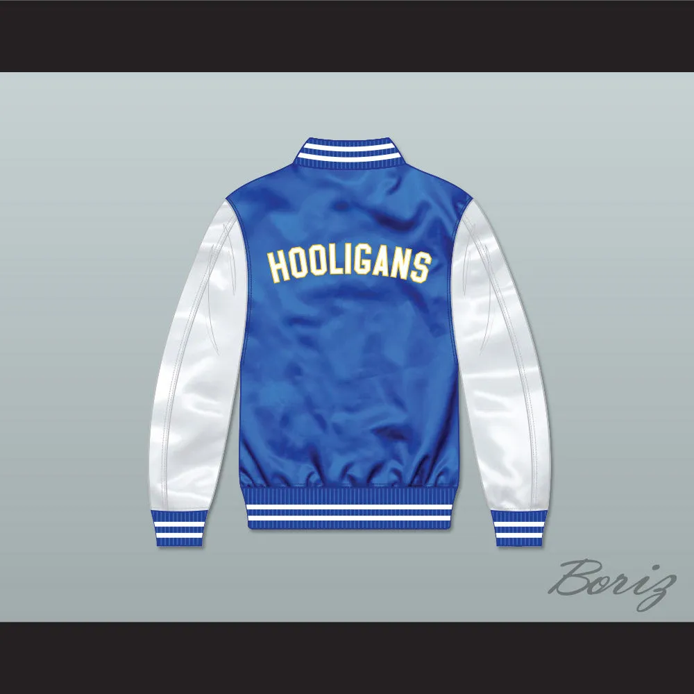 Bruno Mars 24K Hooligans Blue/ White Varsity Letterman Satin Bomber Jacket 1