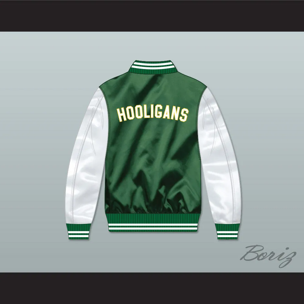 Bruno Mars 24K Hooligans Green/ White Varsity Letterman Satin Bomber Jacket 1