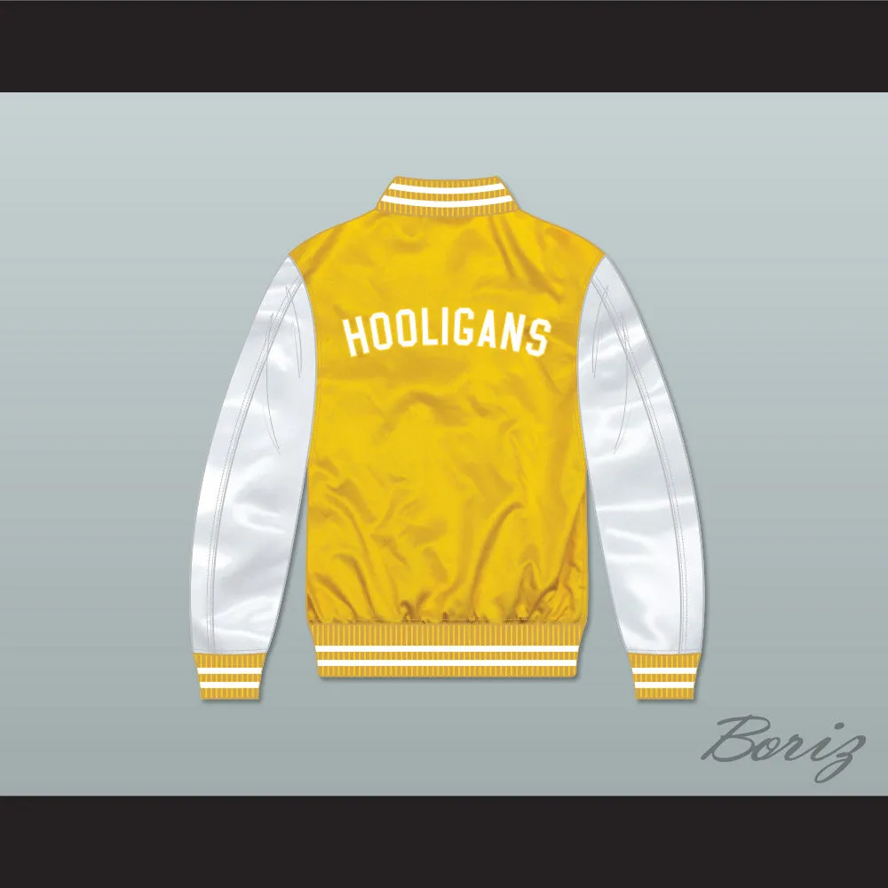 Bruno Mars 24K Hooligans Yellow/ White Varsity Letterman Satin Bomber Jacket 1