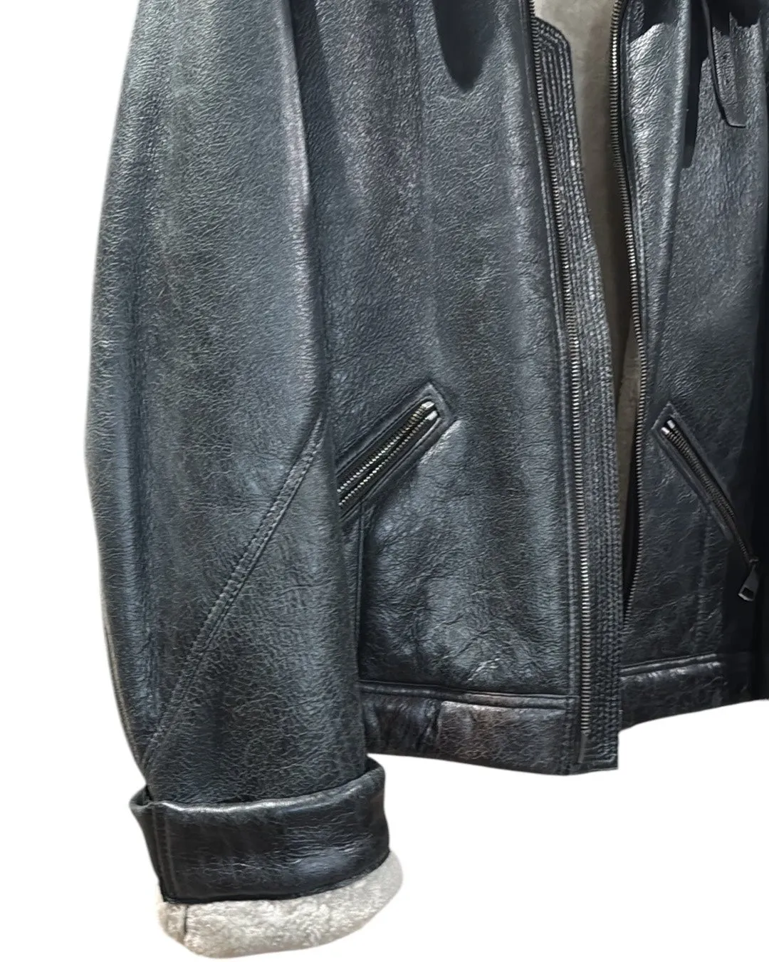 Burberry Brit Leather and Shearling Bomber Jacket