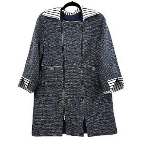 CHANEL - Spring 2017 Fantasy Tweed Coat - Navy & White - 38 US 6 NWT