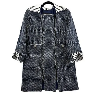 CHANEL - Spring 2017 Fantasy Tweed Coat - Navy & White - 38 US 6 NWT