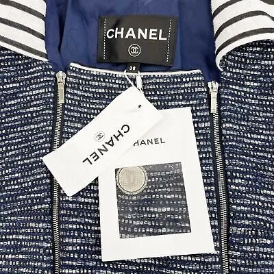 CHANEL - Spring 2017 Fantasy Tweed Coat - Navy & White - 38 US 6 NWT