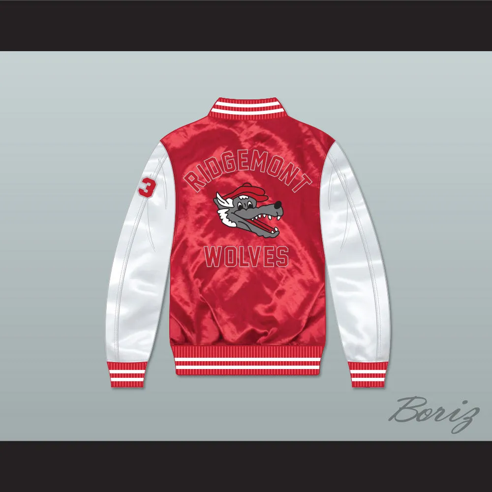 Charles Jefferson 33 Ridgemont Wolves Red/ White Varsity Letterman Satin Bomber Jacket