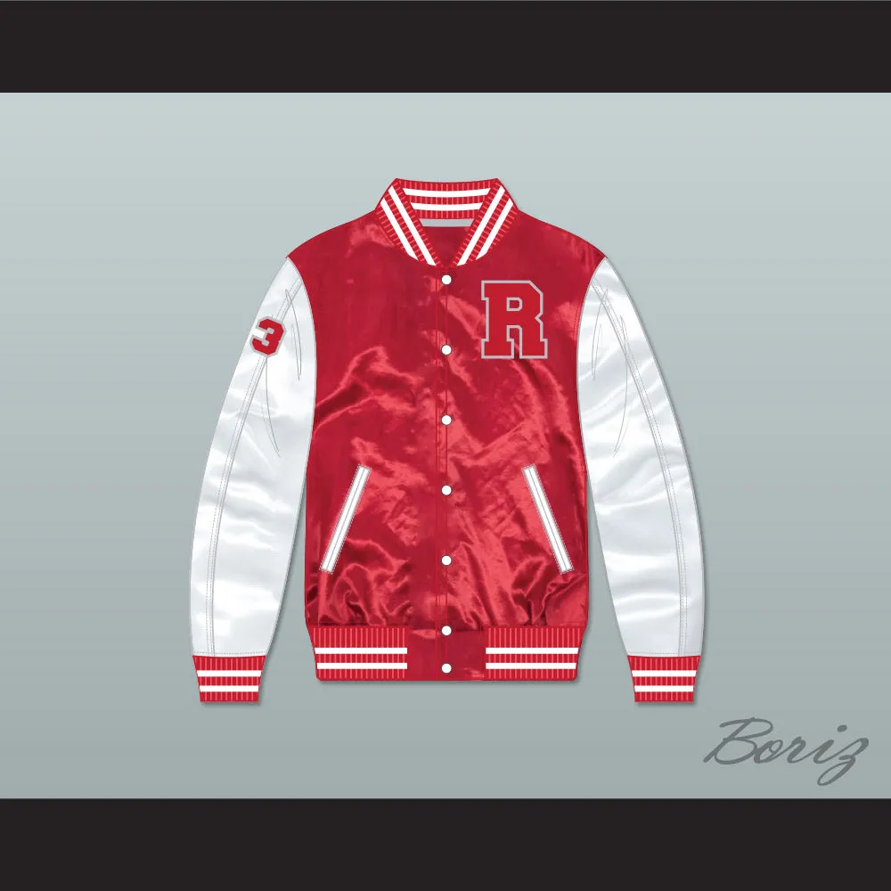 Charles Jefferson 33 Ridgemont Wolves Red/ White Varsity Letterman Satin Bomber Jacket
