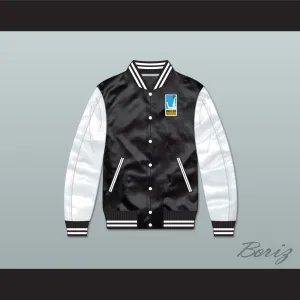 Charlotte Beat Black/ White Varsity Letterman Satin Bomber Jacket