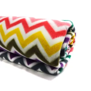 Chevron Anti-Pill Fleece, (2 Yards cut)  White/Multi Chevron