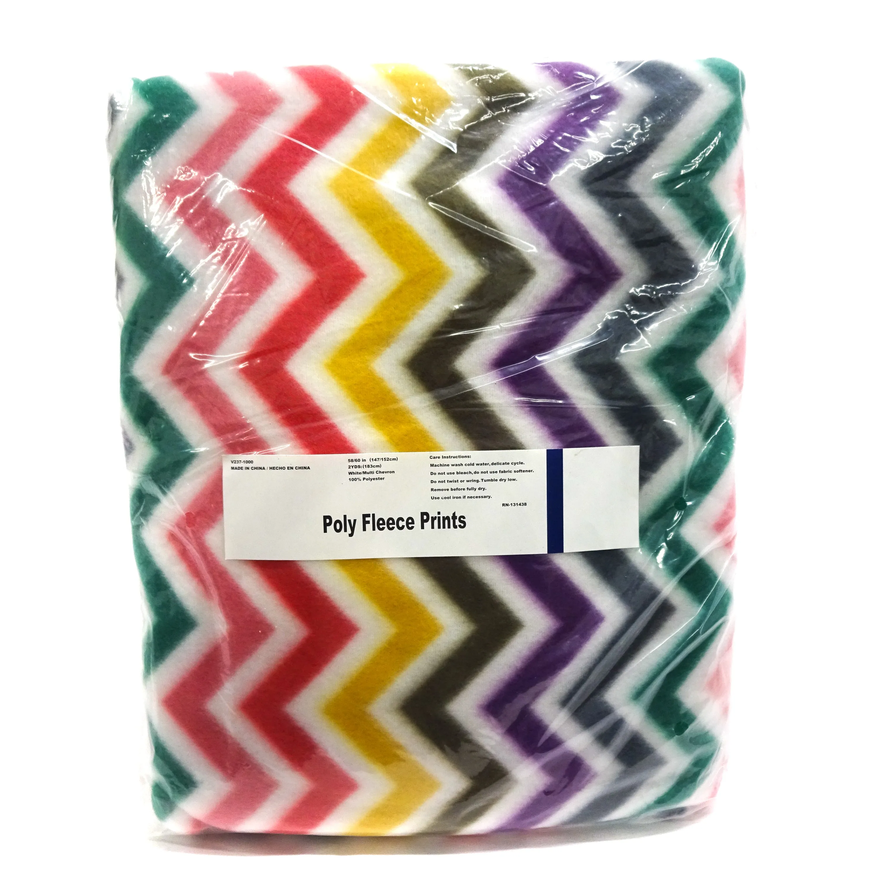 Chevron Anti-Pill Fleece, (2 Yards cut)  White/Multi Chevron