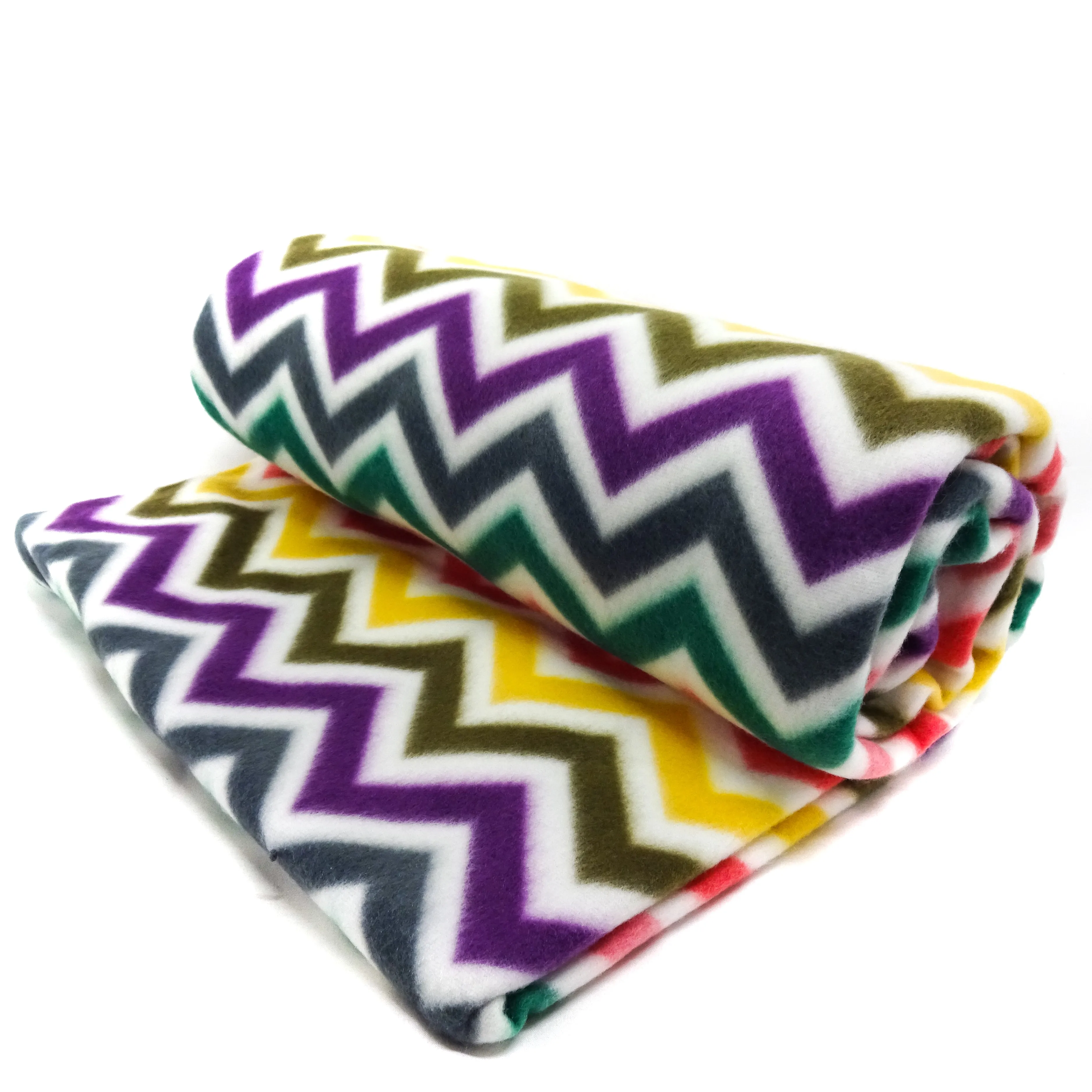 Chevron Anti-Pill Fleece, (2 Yards cut)  White/Multi Chevron