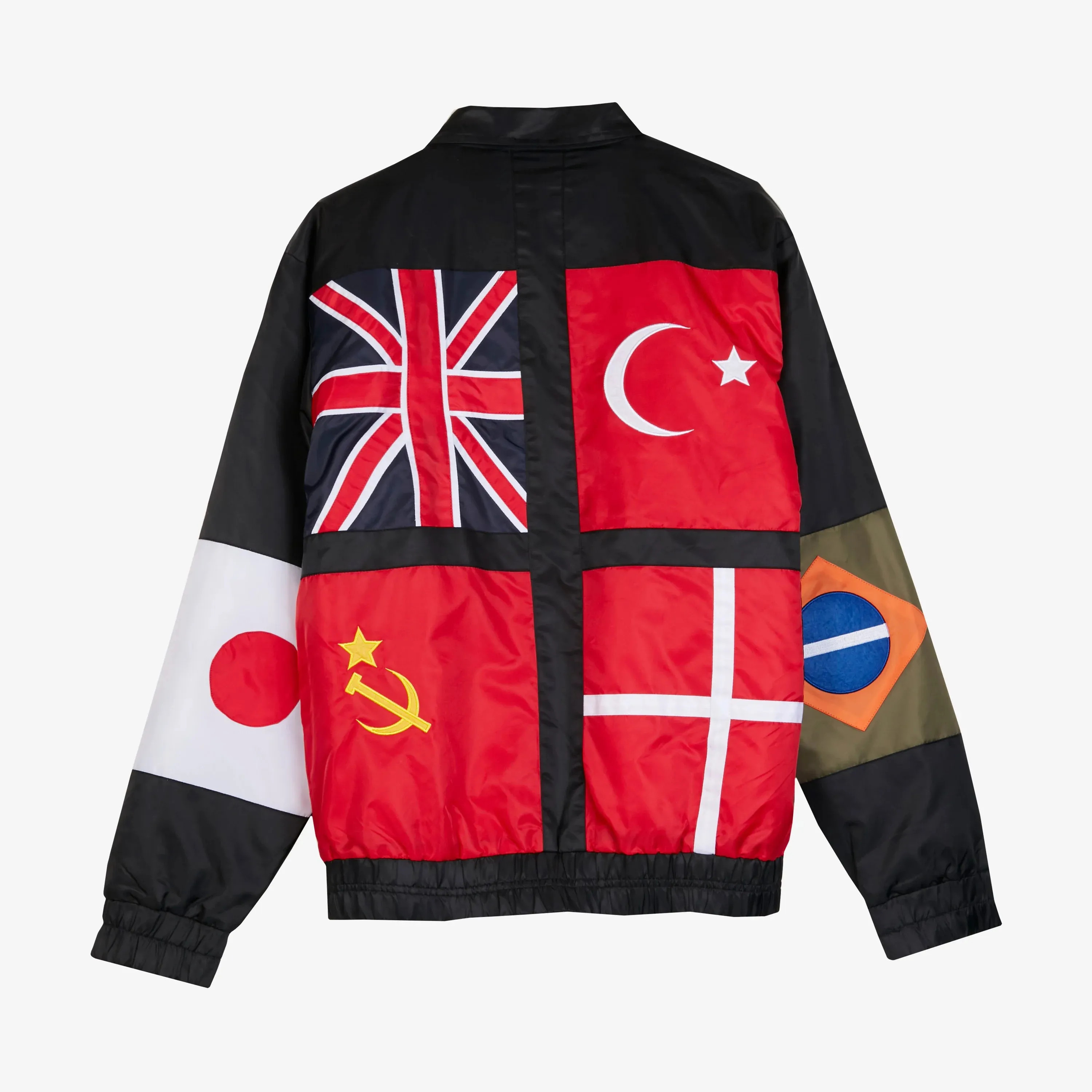 Chinatown Market Men's Black Nylon World Flags Jacket $168 Rare NWT