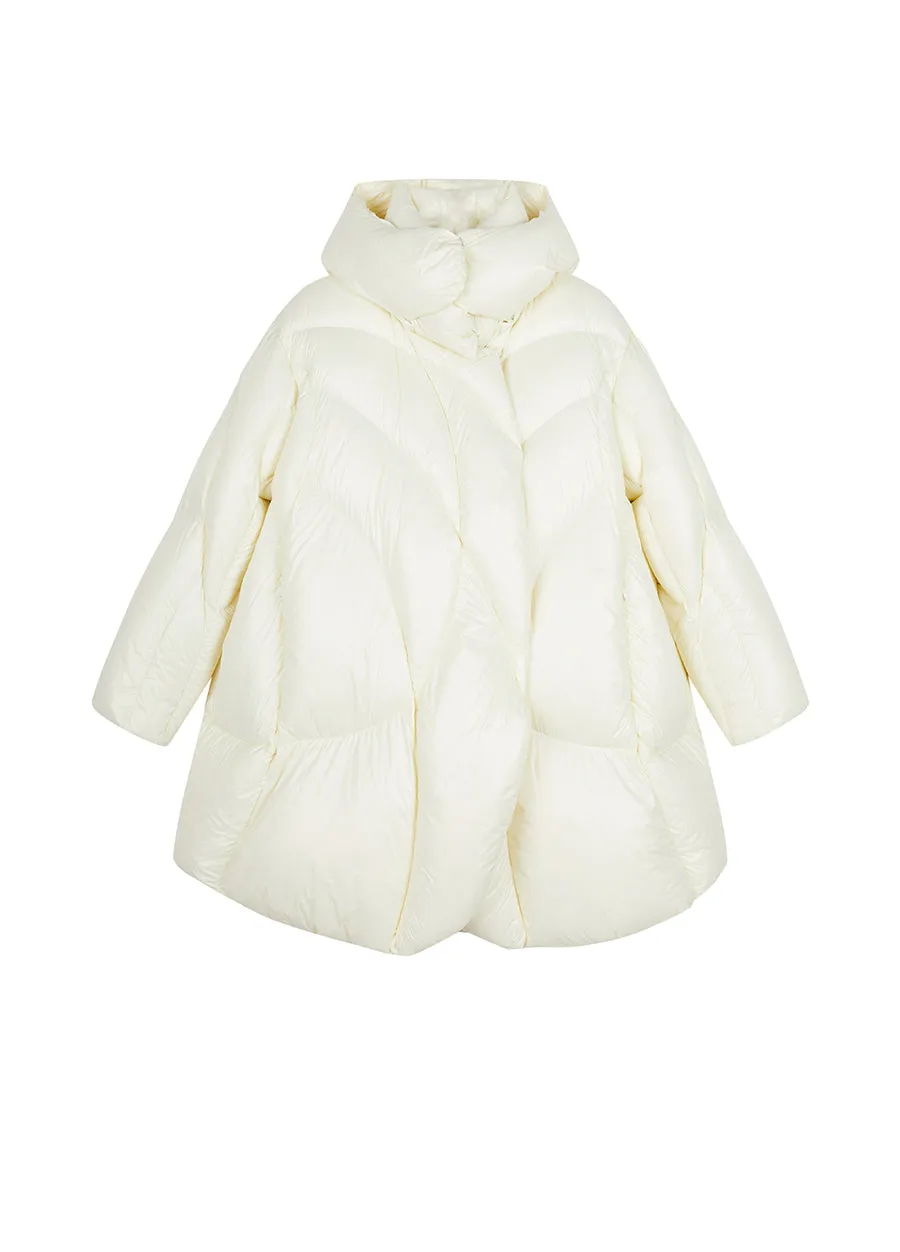 Coat / JNBY Curved Quilt Hooded Down Coat