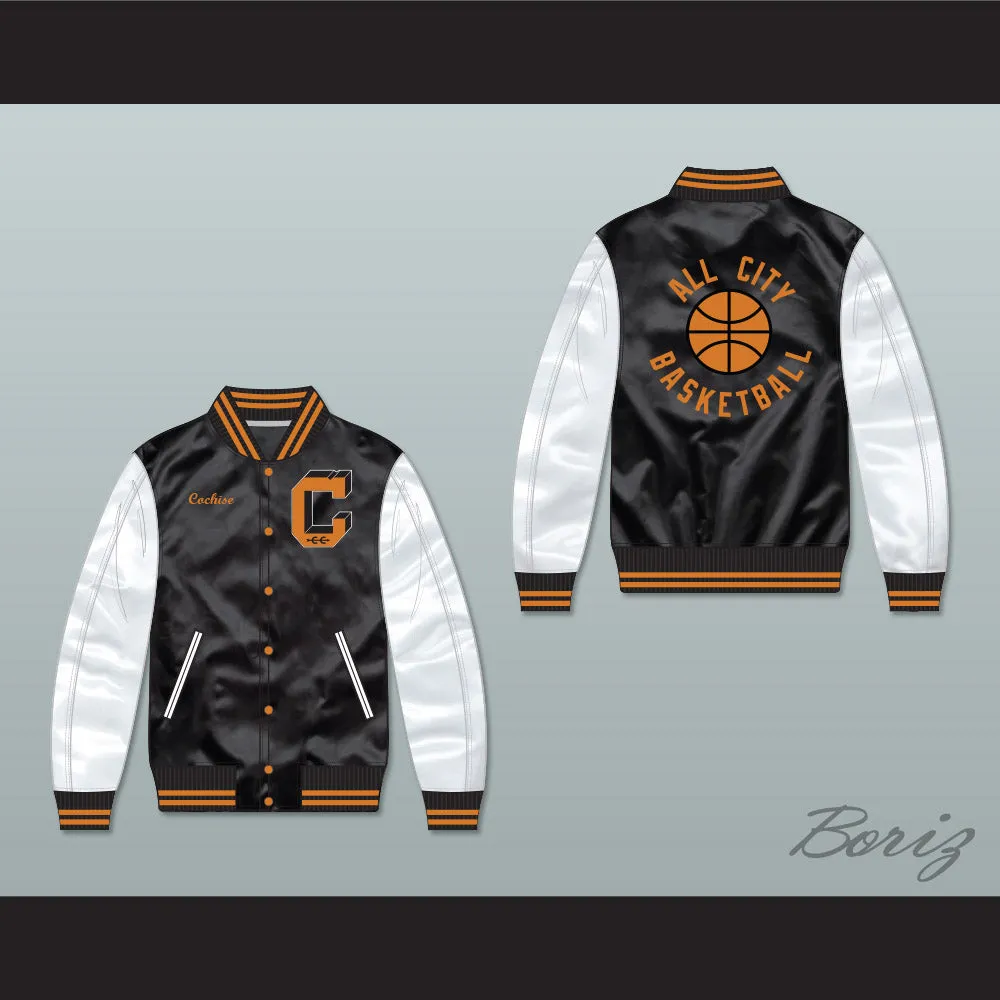 Cochise Cooley High School Black/ White Varsity Letterman Satin Bomber Jacket