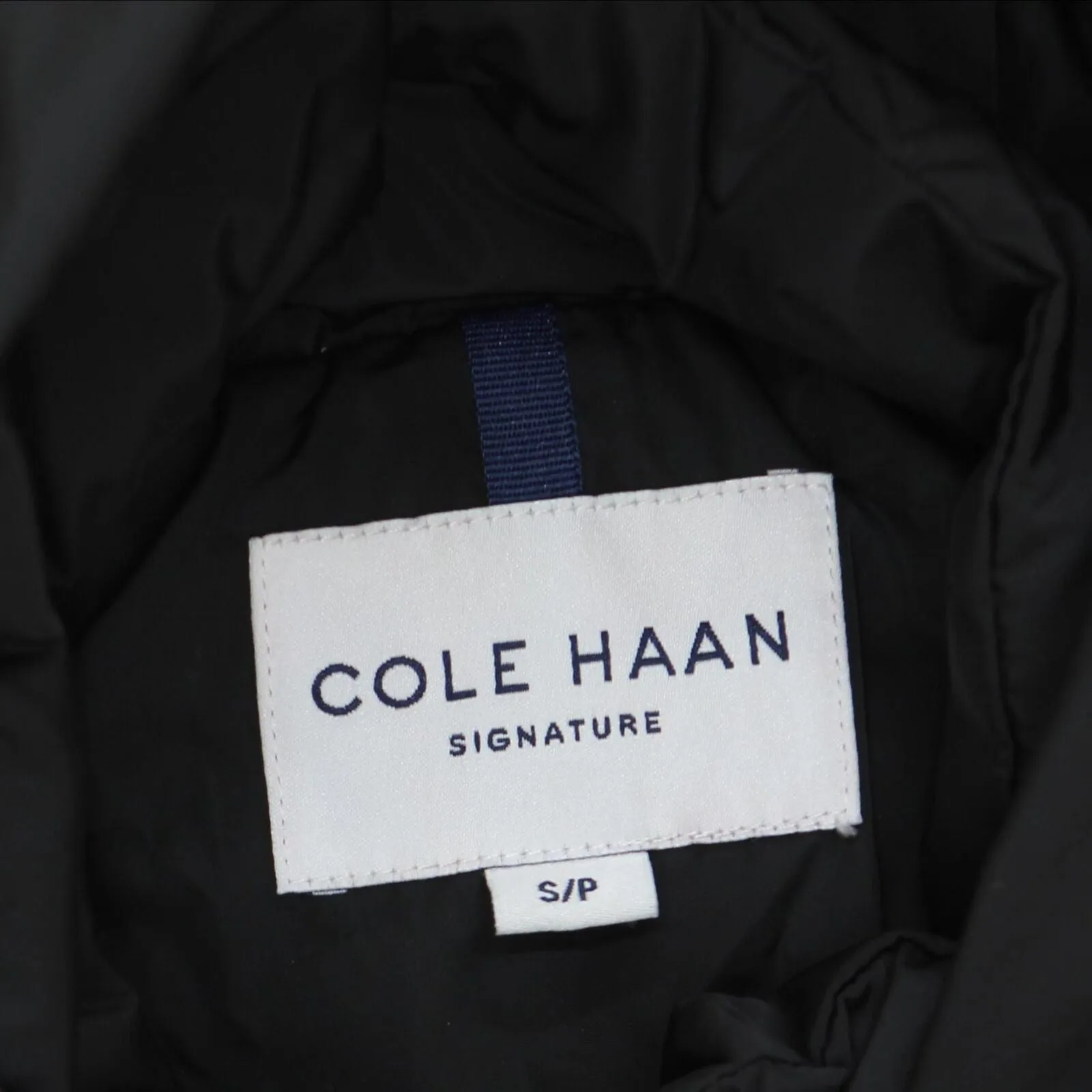 Cole Haan Womens Taffeta With Bib Front Hood Down Alternative  Coat Deep Black S