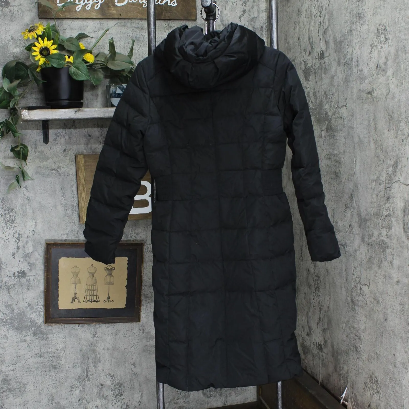 Cole Haan Womens Taffeta With Bib Front Hood Down Alternative  Coat Deep Black S