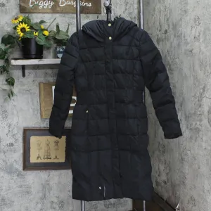 Cole Haan Womens Taffeta With Bib Front Hood Down Alternative  Coat Deep Black S