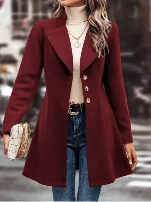 Collared Neck Long Sleeve Coat