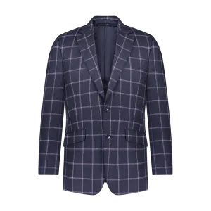 Custom Shadow Check Sport Coat - Navy/Purple