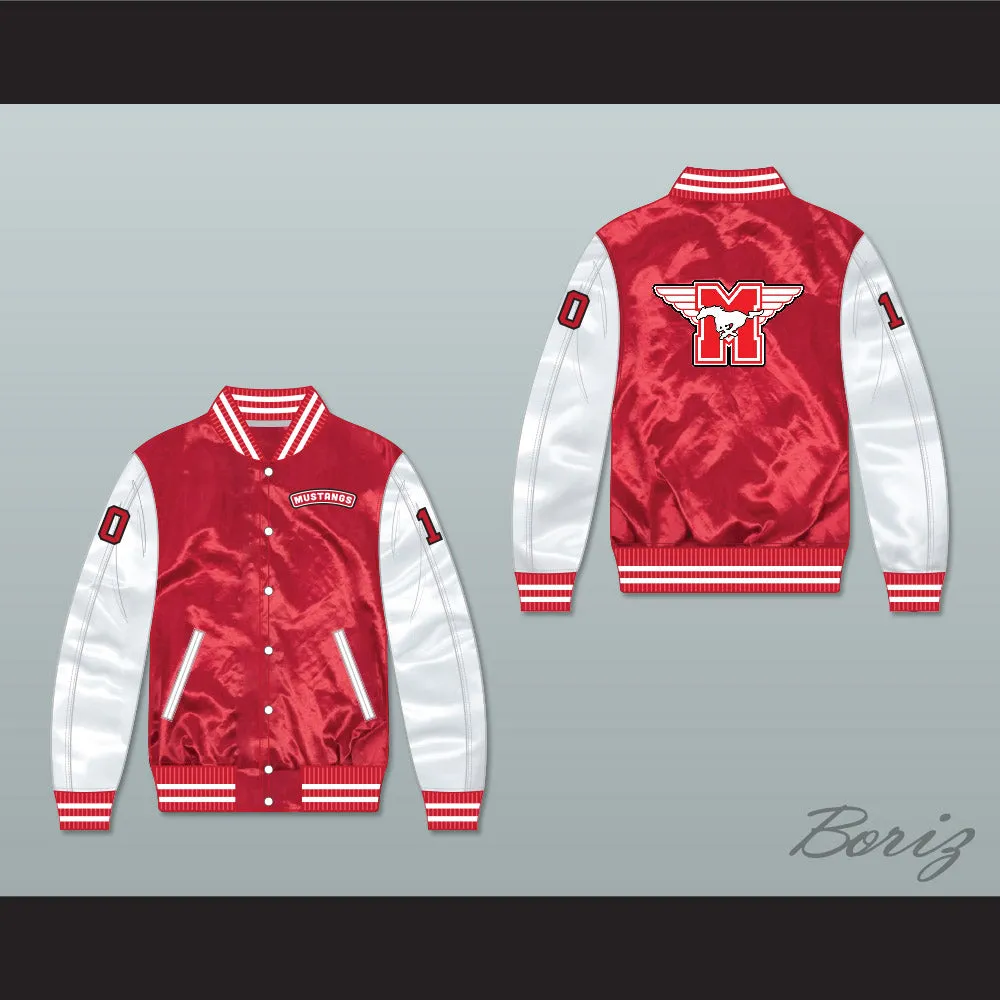 Dean Youngblood 10 Hamilton Mustangs Red/ White Varsity Letterman Satin Bomber Jacket