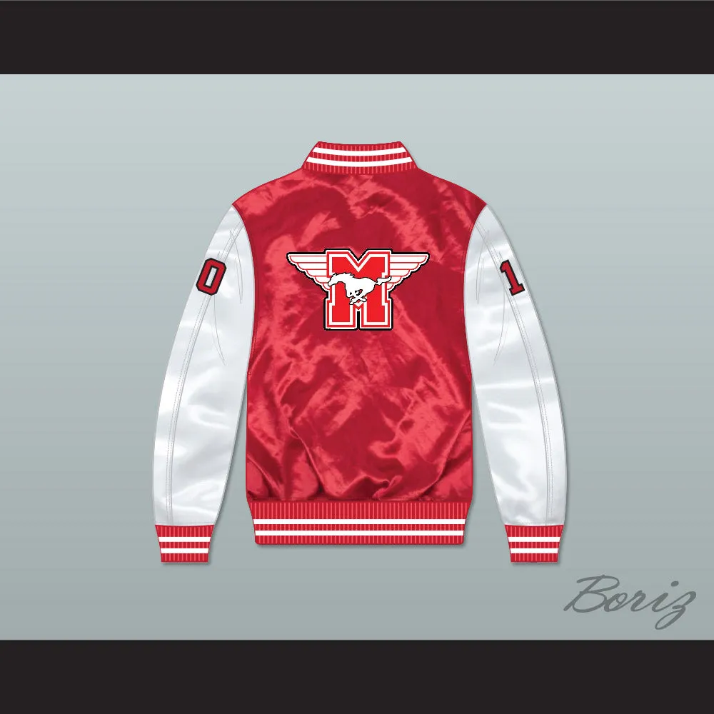 Dean Youngblood 10 Hamilton Mustangs Red/ White Varsity Letterman Satin Bomber Jacket