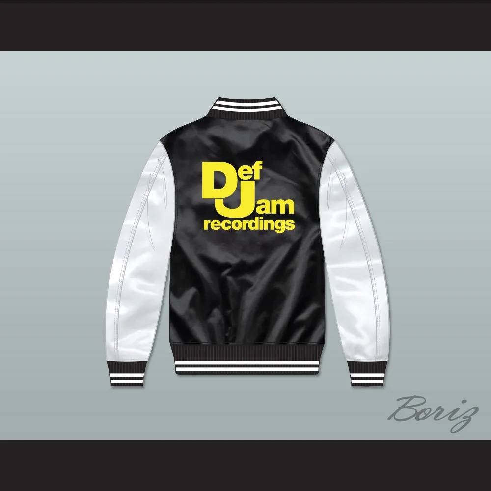 Def Jam Recordings Black/ White Varsity Letterman Satin Bomber Jacket 1