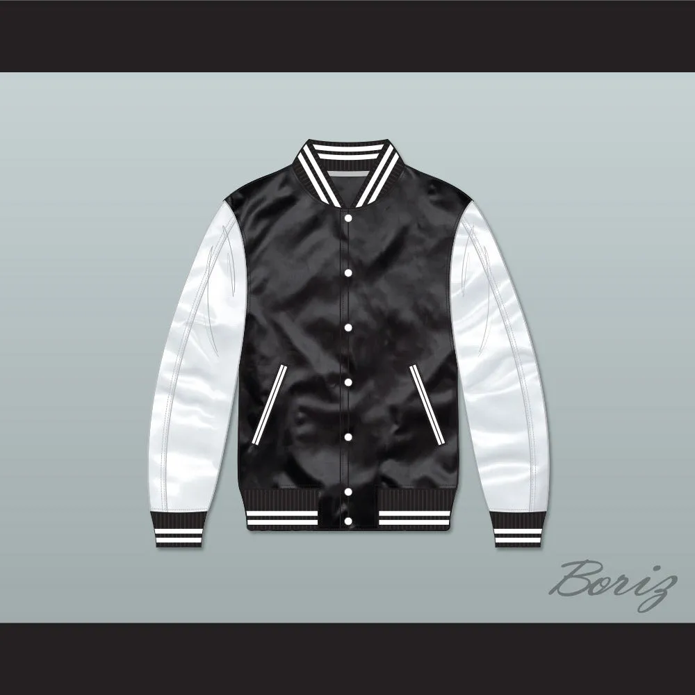 Def Jam Recordings Black/ White Varsity Letterman Satin Bomber Jacket 1