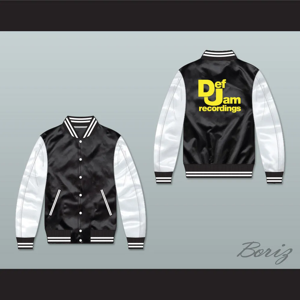 Def Jam Recordings Black/ White Varsity Letterman Satin Bomber Jacket 1