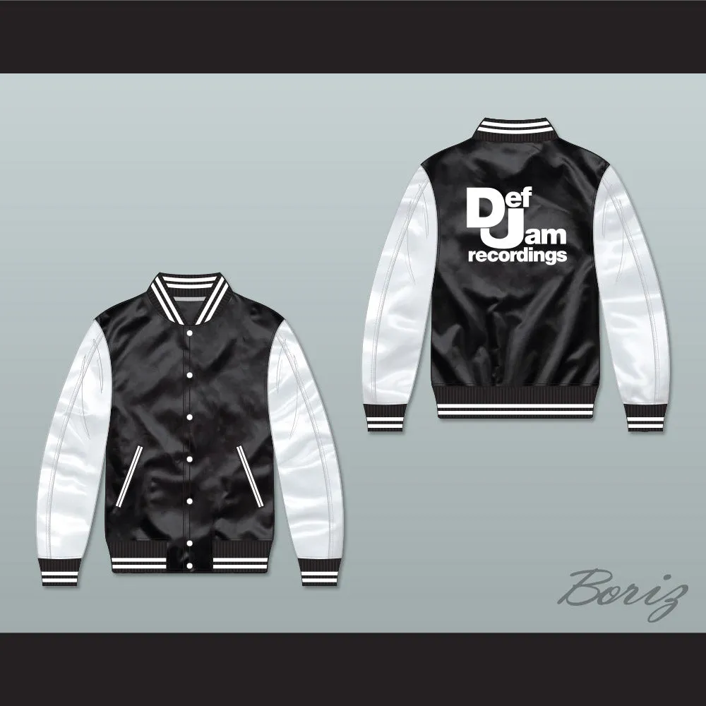 Def Jam Recordings Black/ White Varsity Letterman Satin Bomber Jacket 2
