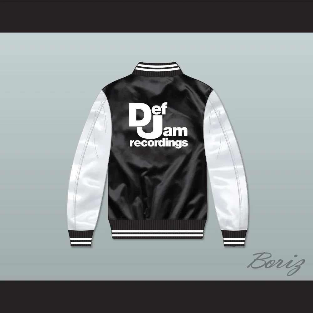 Def Jam Recordings Black/ White Varsity Letterman Satin Bomber Jacket 2