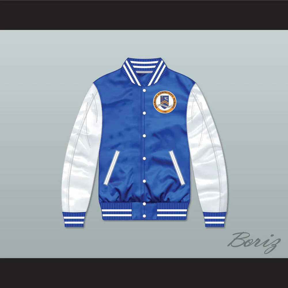Degrassi Community School Panthers Blue/ White Varsity Letterman Satin Bomber Jacket