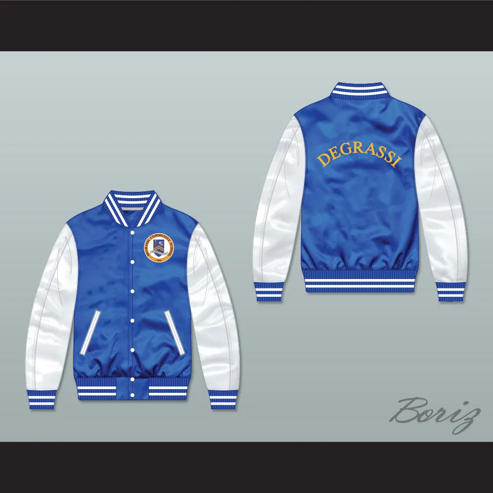 Degrassi Community School Panthers Blue/ White Varsity Letterman Satin Bomber Jacket