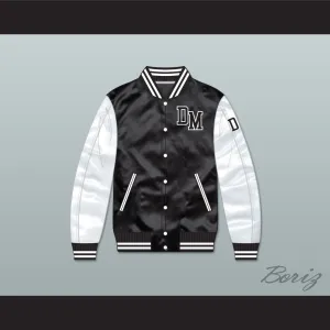 Dirty Money Black/ White Varsity Letterman Satin Bomber Jacket