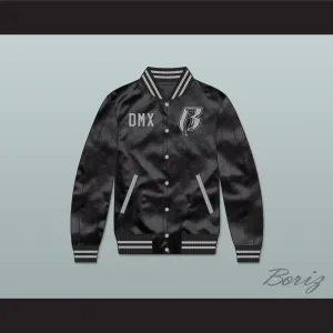 DMX Ruff Ryders Black Varsity Letterman Satin Bomber Jacket