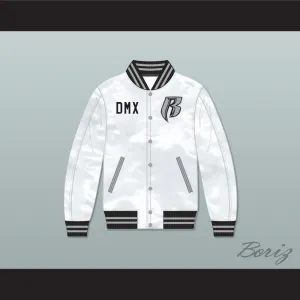 DMX Ruff Ryders White Varsity Letterman Satin Bomber Jacket