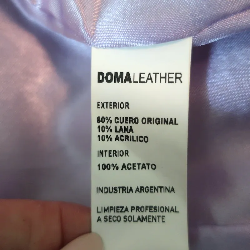 DOMA Leather Bomber Jacket Brown Size Medium