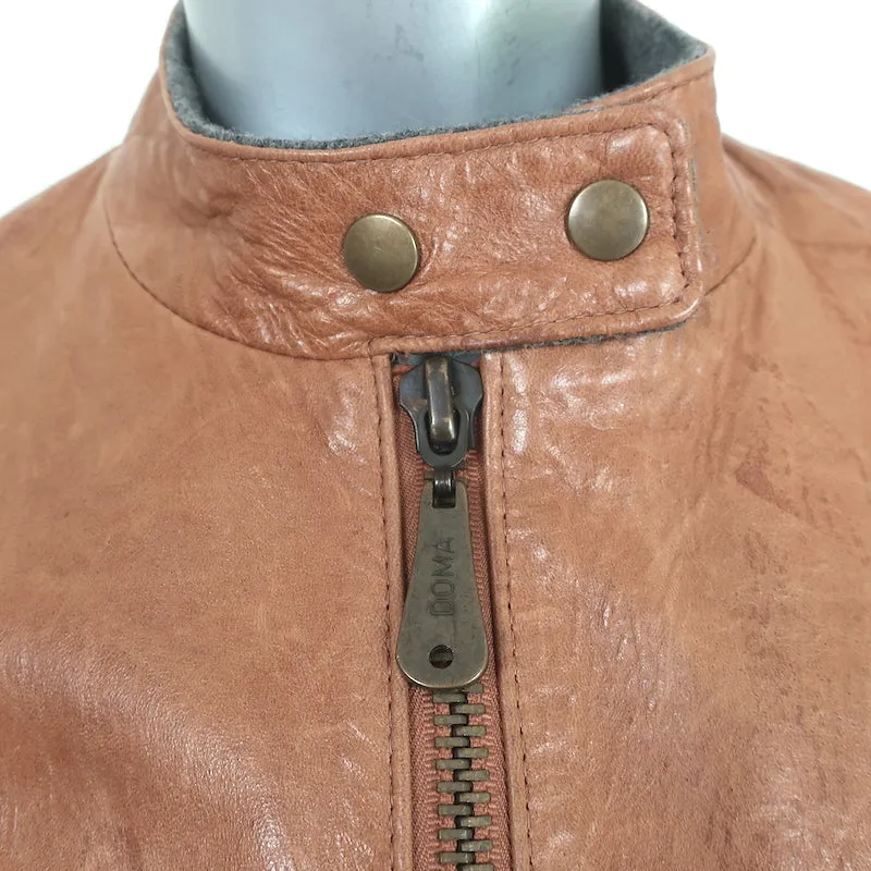 DOMA Leather Bomber Jacket Brown Size Medium