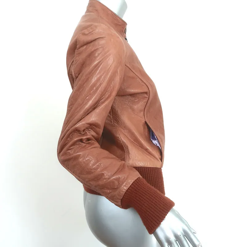 DOMA Leather Bomber Jacket Brown Size Medium