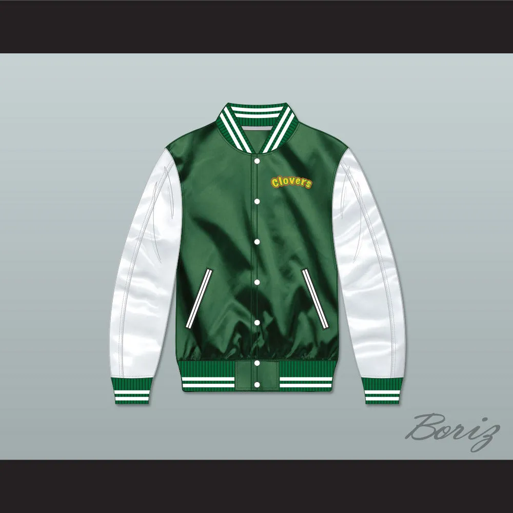 East Compton Clovers Green/ White Varsity Letterman Satin Bomber Jacket