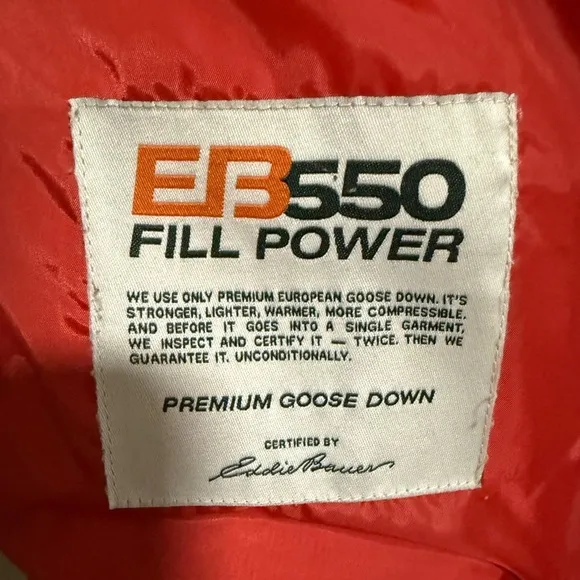 Eddie Bauer Women’s EB550 Down Fill Puffer Coat Size Large Outdoor Winter