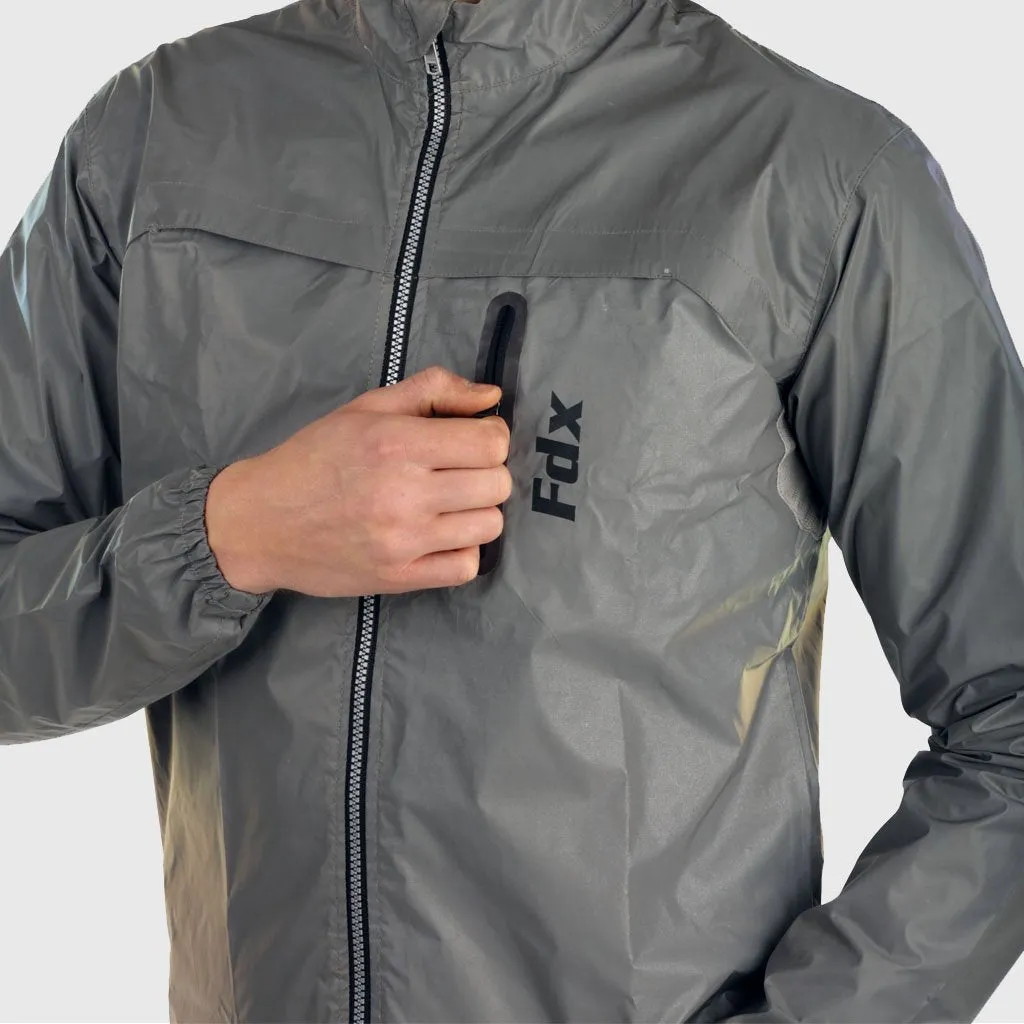 Fdx 360° Silver Men's & Boy's High Visibility Waterproof Cycling Jacket