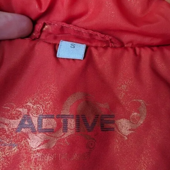 Finn Flare Orange Active Puffer Zip Down Multi Pocket Jacket Womens sz S