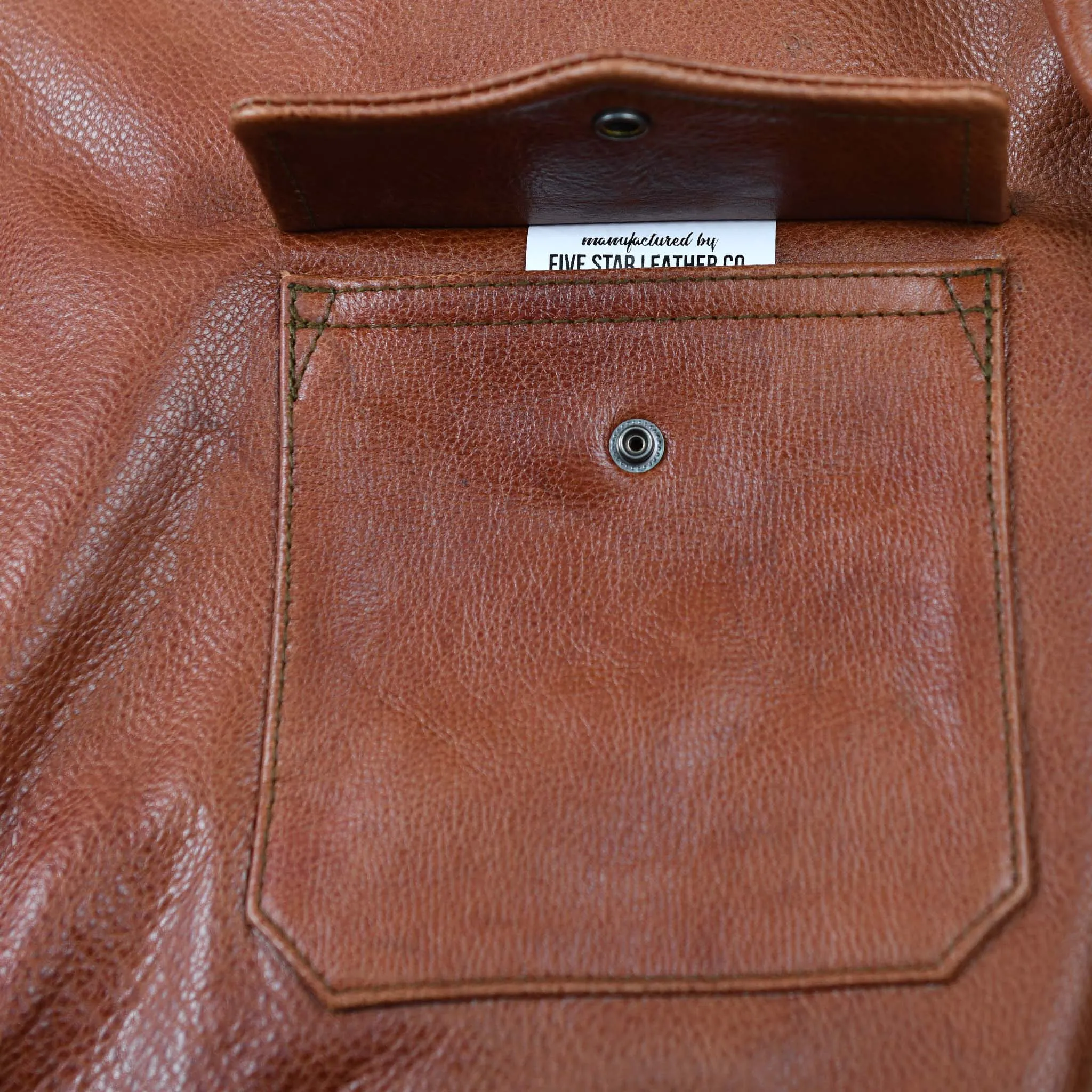 FiveStar Leather Repro Type A2 United Sheeplined Clothing CO. ORDER NO.42.18777-P Real Horsehide Leather Visky Brown Jacket