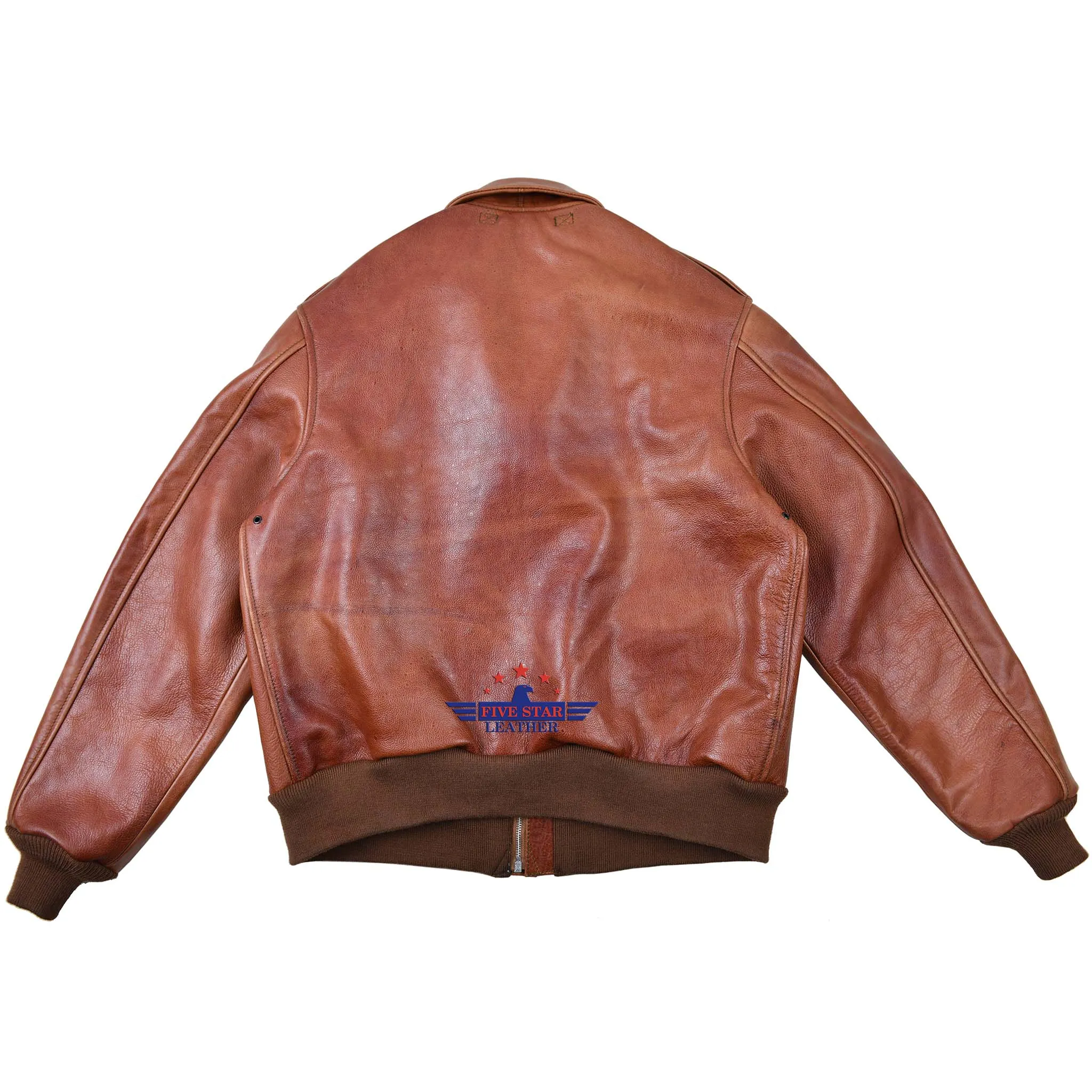 FiveStar Leather Repro Type A2 United Sheeplined Clothing CO. ORDER NO.42.18777-P Real Horsehide Leather Visky Brown Jacket