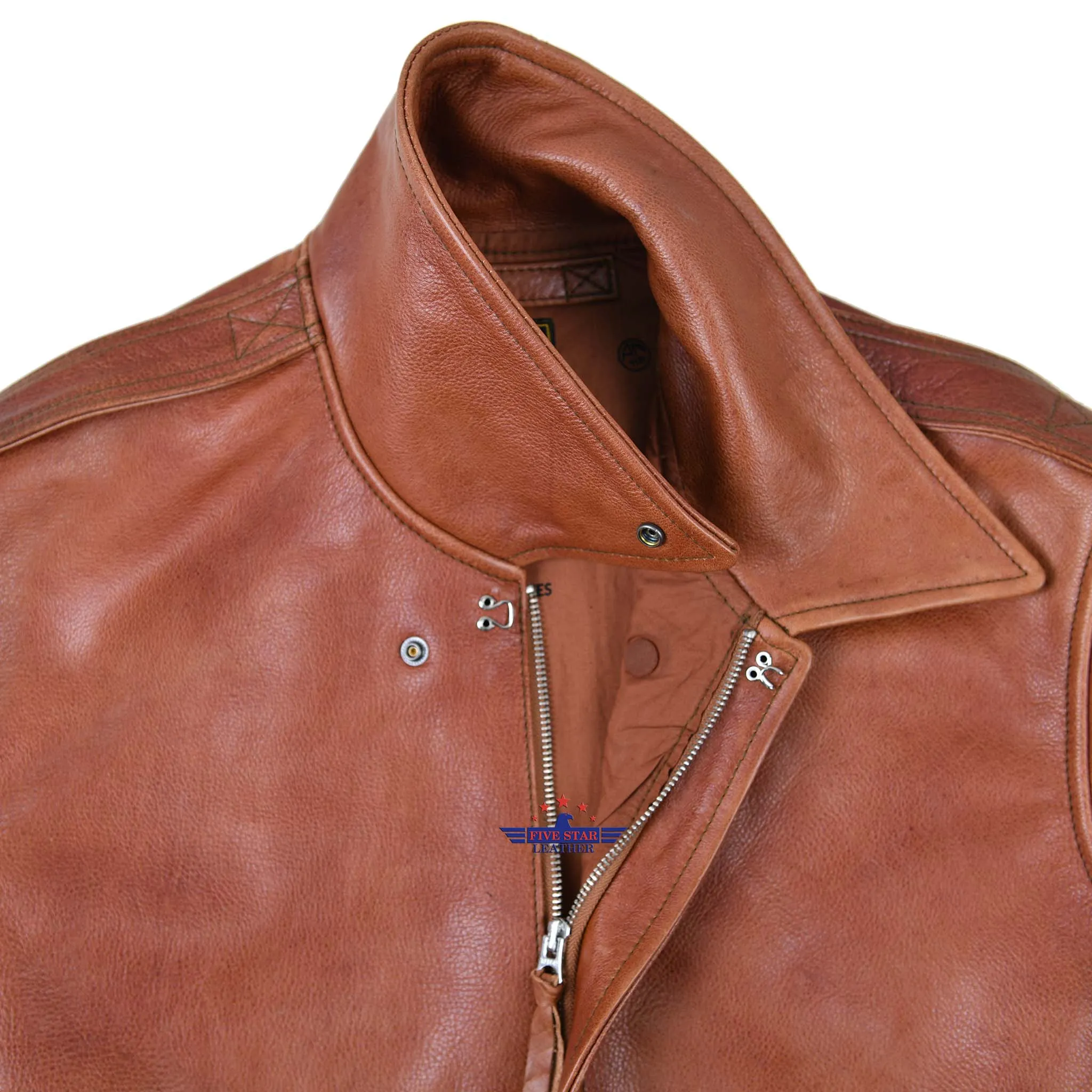 FiveStar Leather Repro Type A2 United Sheeplined Clothing CO. ORDER NO.42.18777-P Real Horsehide Leather Visky Brown Jacket