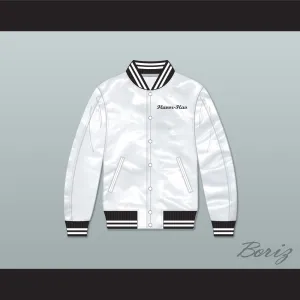 Flavor-Flav Public Enemy White Varsity Letterman Satin Bomber Jacket