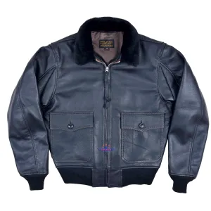 FLIGHT G1 BOMBER NAVAL FLYING MEN JACKET USN GOATSKIN BLACK LEATHER