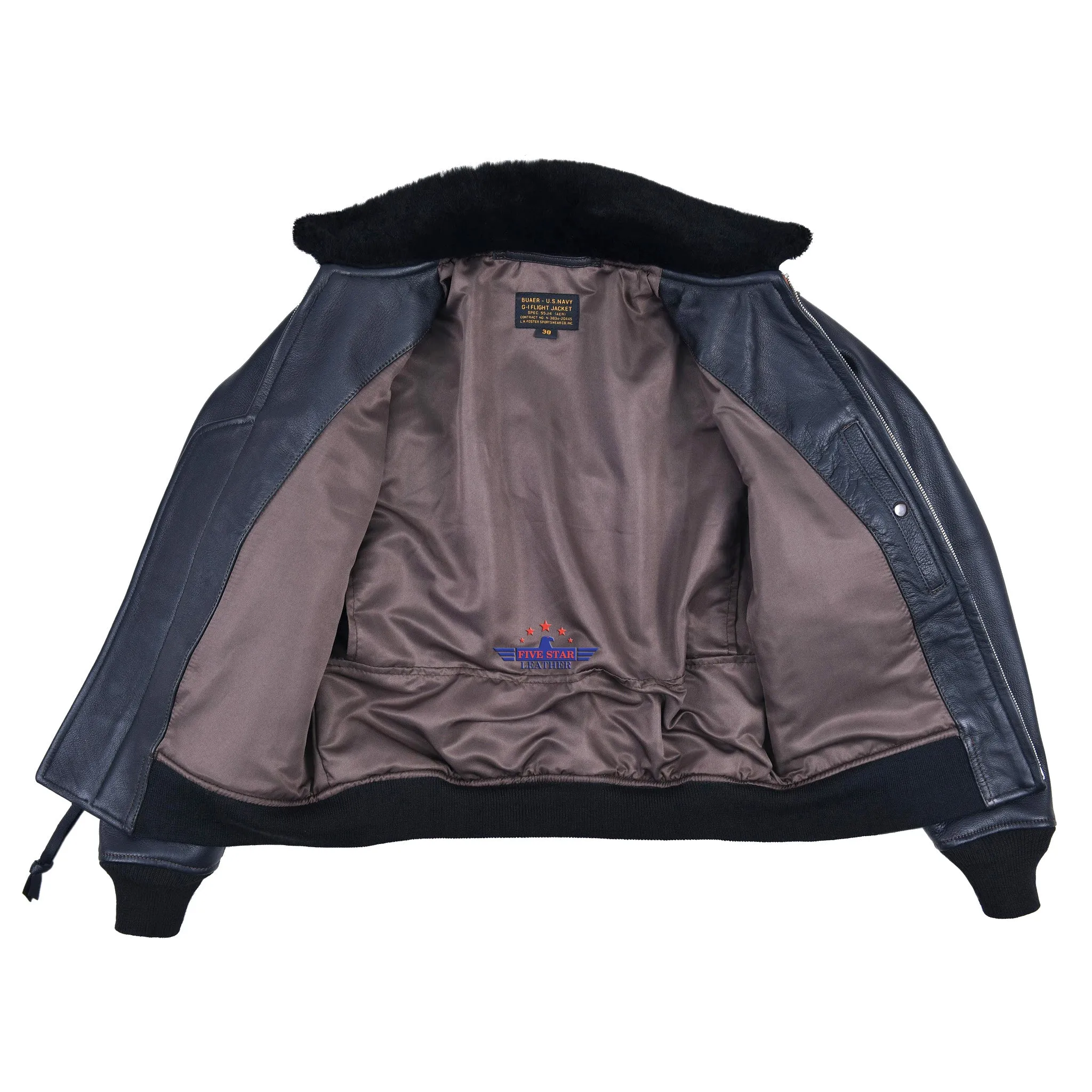 FLIGHT G1 BOMBER NAVAL FLYING MEN JACKET USN GOATSKIN BLACK LEATHER