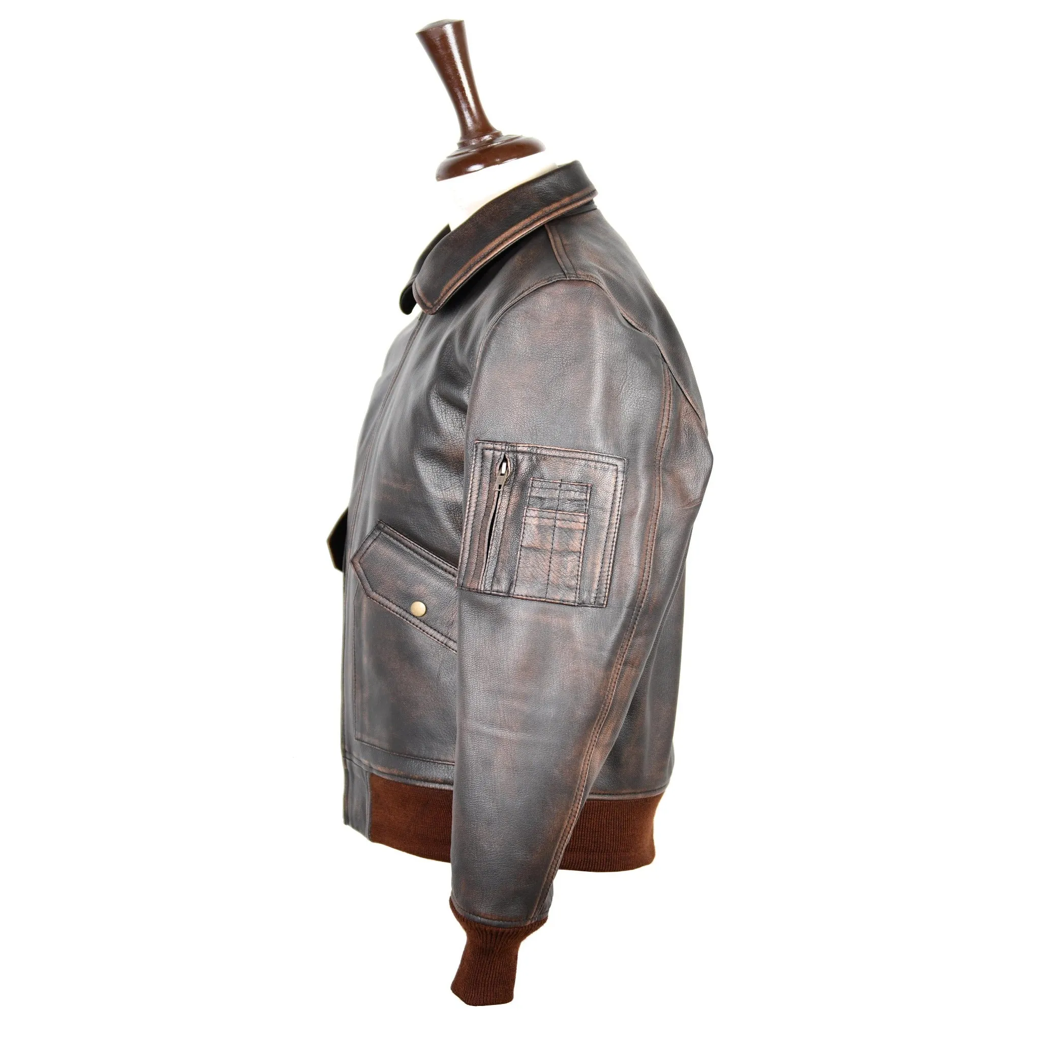 FLIGHT PILOT BOMBER MEN REAL LEATHER JACKET AIRFORCE CWU-45/P FLYING DISTRESSED BROWN