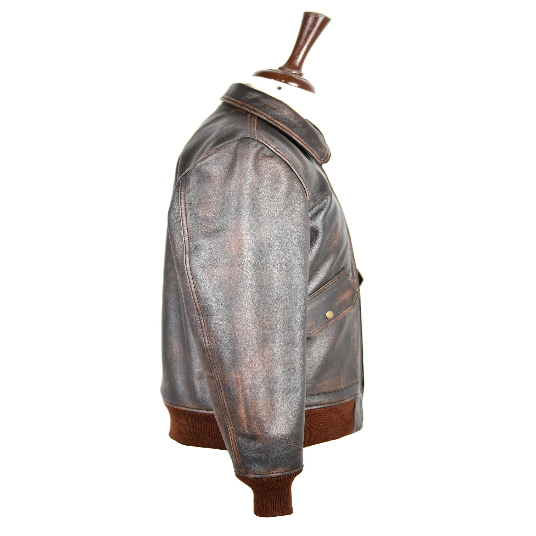 FLIGHT PILOT BOMBER MEN REAL LEATHER JACKET AIRFORCE CWU-45/P FLYING DISTRESSED BROWN